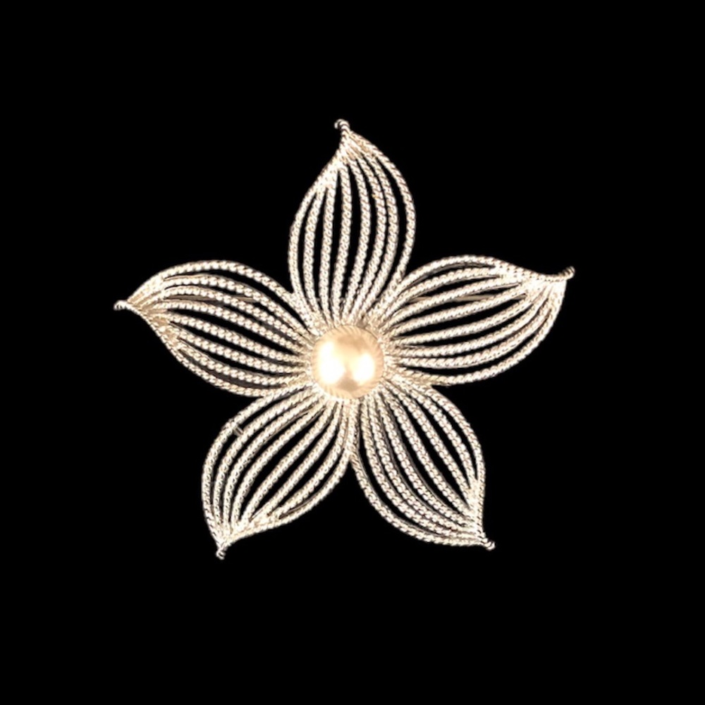 Sarah Coventry Vintage Moon Flower Pearl Brooch Pin